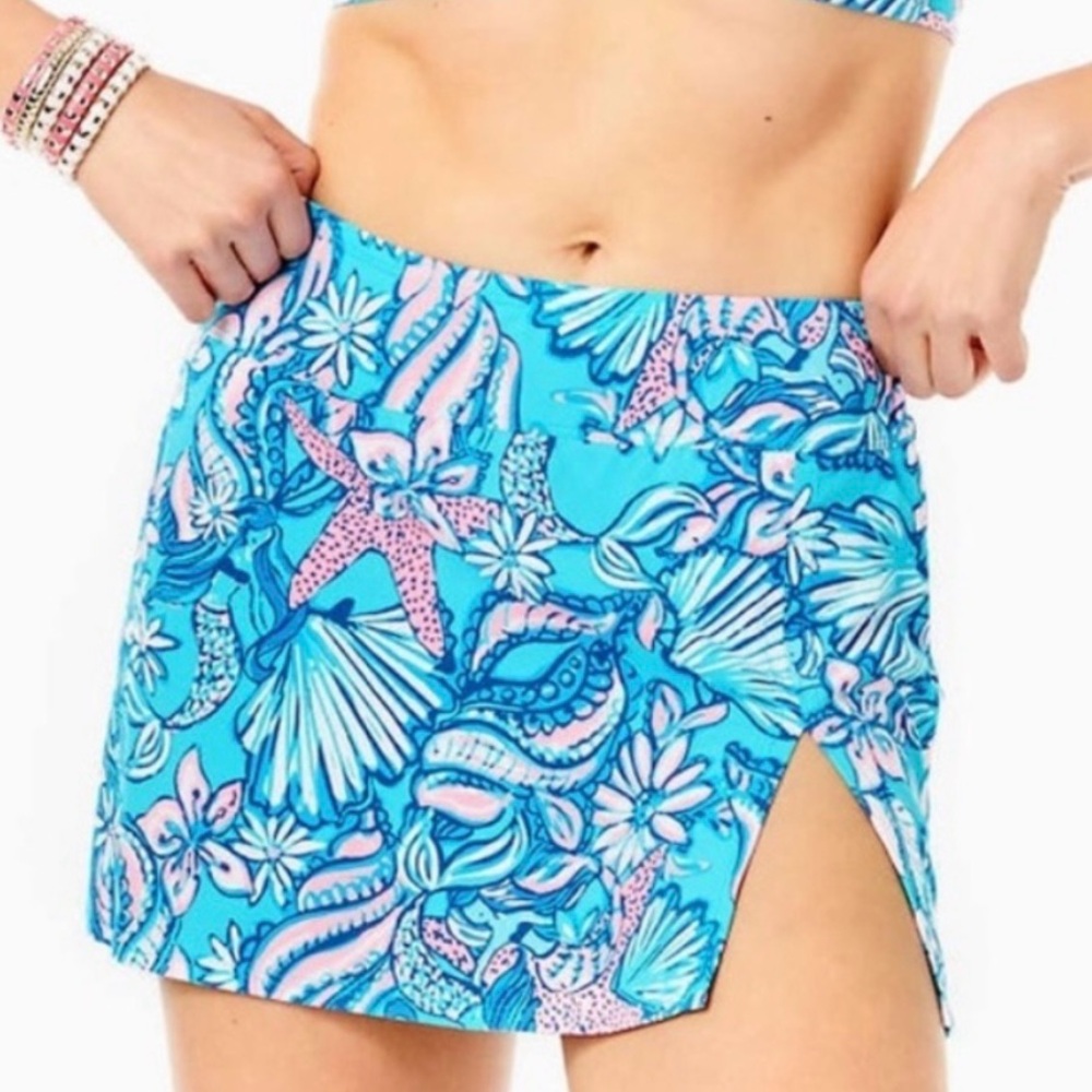 Lilly Pulitzer Kellyann Swimsuit Skirt Bottom in Amalfi Blue Sound the Sirens-10